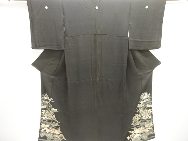 JAPANESE KIMONO / ANTIQUE TOMESODE / SILK / EMBROIDERY / KINSHA / MIST